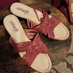 Eurosoft Women's Woven Slide Sandals in Brick Red